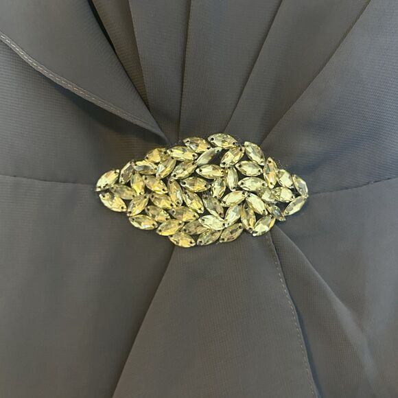 JJs House Sheath Chiffon Dress Stormy Blue Jeweled 192772 164084 NWT - Size 12 - Picture 6 of 16